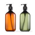 16oz empty amber plastic shampoo bottle with pump